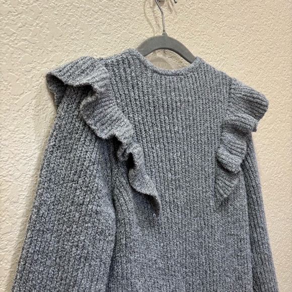 Zara Girls Knit Sweater Grey w/ Ruffle Size 3-4 Years Old Money - Picture 5 of 6